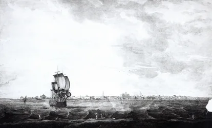 Vue de Charles-Town, capitale de la Caroline du Sud, gravée par Samuel Smith, 1776